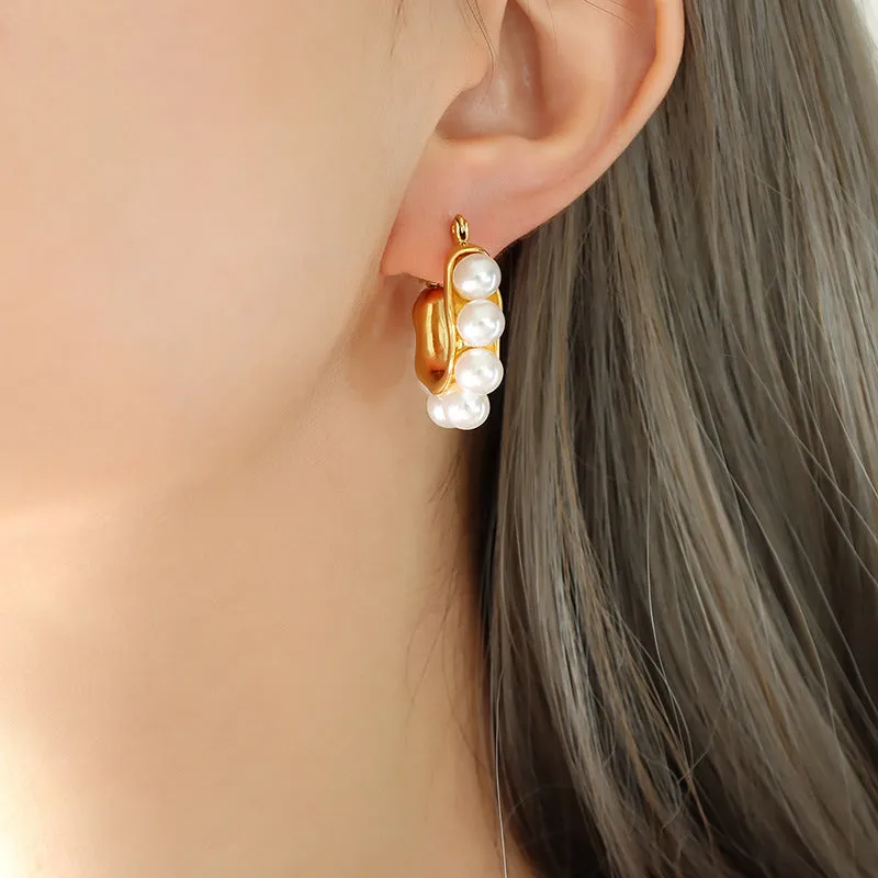 Titanium Gold-Plated Earrings with Colorfast Inlay - Elegant Everyday Genie Jewelry