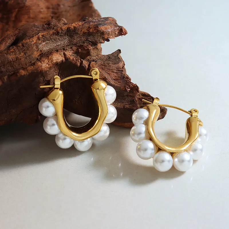 Titanium Gold-Plated Earrings with Colorfast Inlay - Elegant Everyday Genie Jewelry