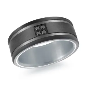 Titanium with 14K White Gold and Carbon Fiber Ring from the Titanium Collection by Malo - MRDTI-016-9AWBD