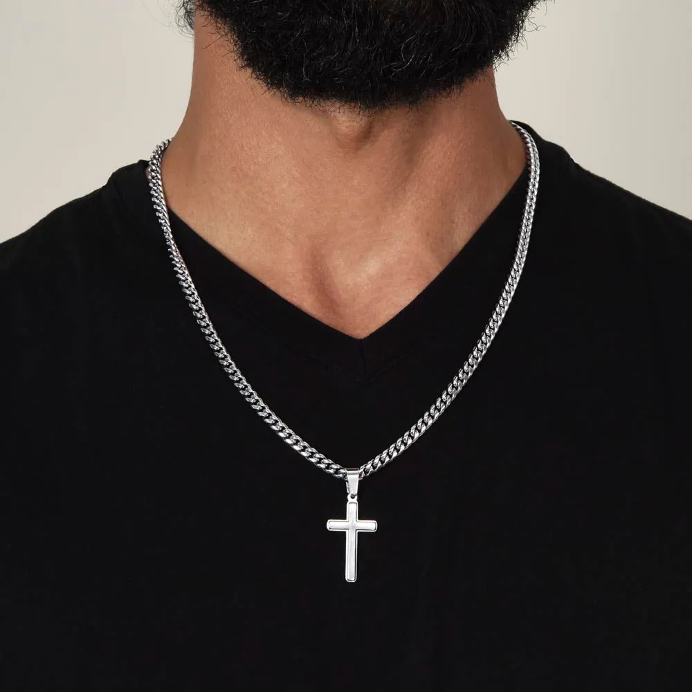 To My Son Artisan Cross Necklace from Mom, Stand Tall Even If You Fall