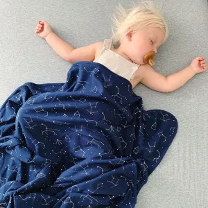 Toddler Blanket, 4 Season Merino Wool & Organic Cotton Blanket, 52.5" x 40", Nightsky