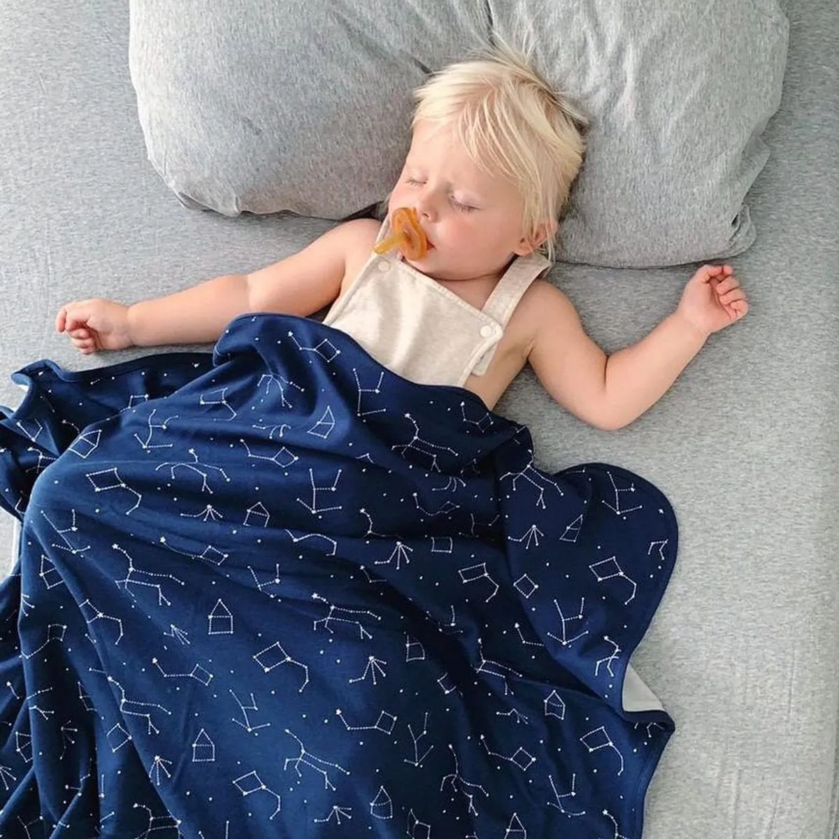 Toddler Blanket, 4 Season Merino Wool & Organic Cotton Blanket, 52.5" x 40", Nightsky