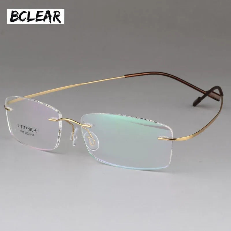 Unisex Rimless Eyeglasses Titanium Frame 8007