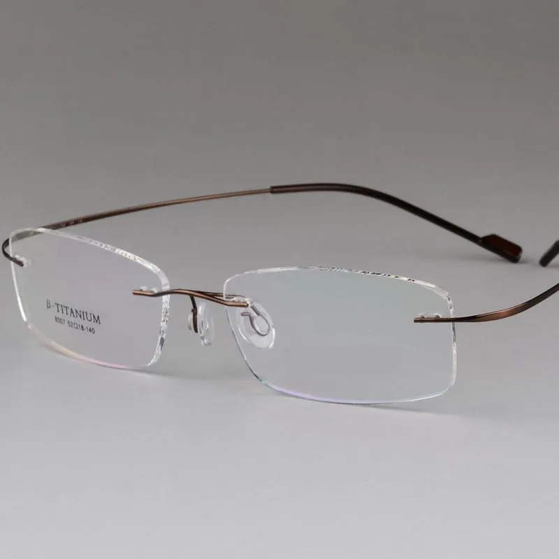Unisex Rimless Eyeglasses Titanium Frame 8007