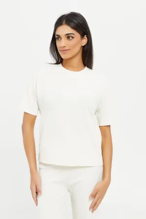 Women Ivory Drop Shoulder Boxy T-Shirt