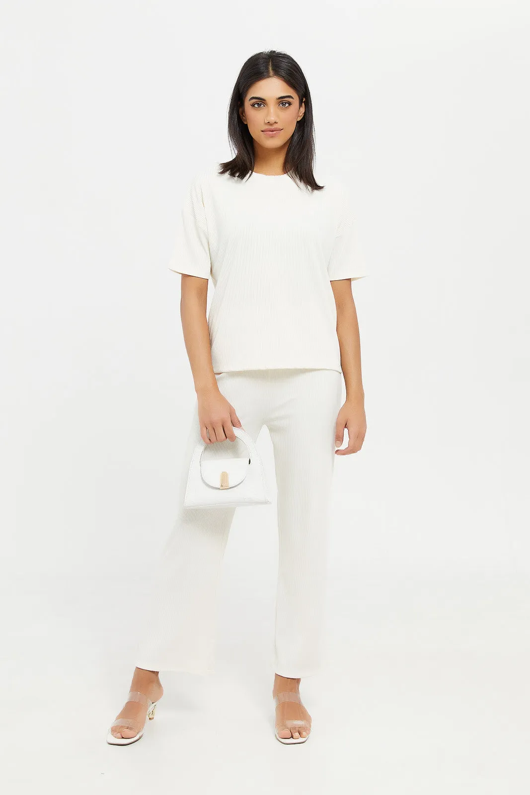 Women Ivory Drop Shoulder Boxy T-Shirt