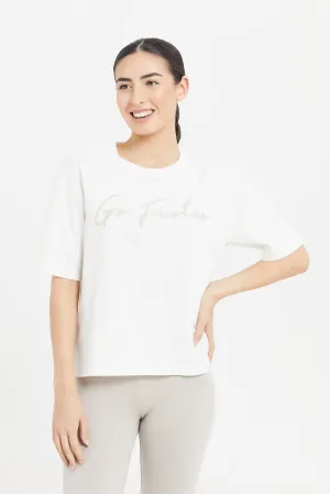 Women White Boxy Printed T-Shirt