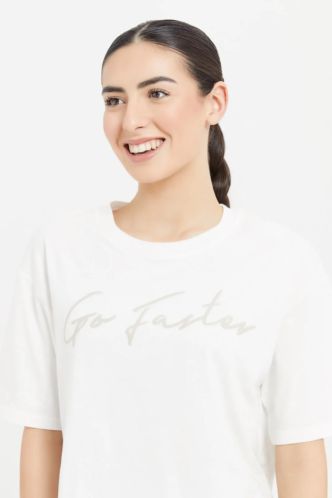 Women White Boxy Printed T-Shirt