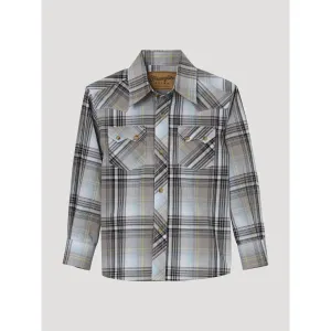 WRANGLER BOY'S RETRO CORE LONG SLEEVE PLAID SHIRT - SAND
