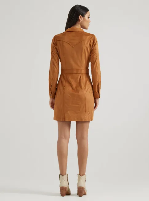 Wrangler Retro Woman's Brown Sueded Western Snap Shirt Dress 112356668